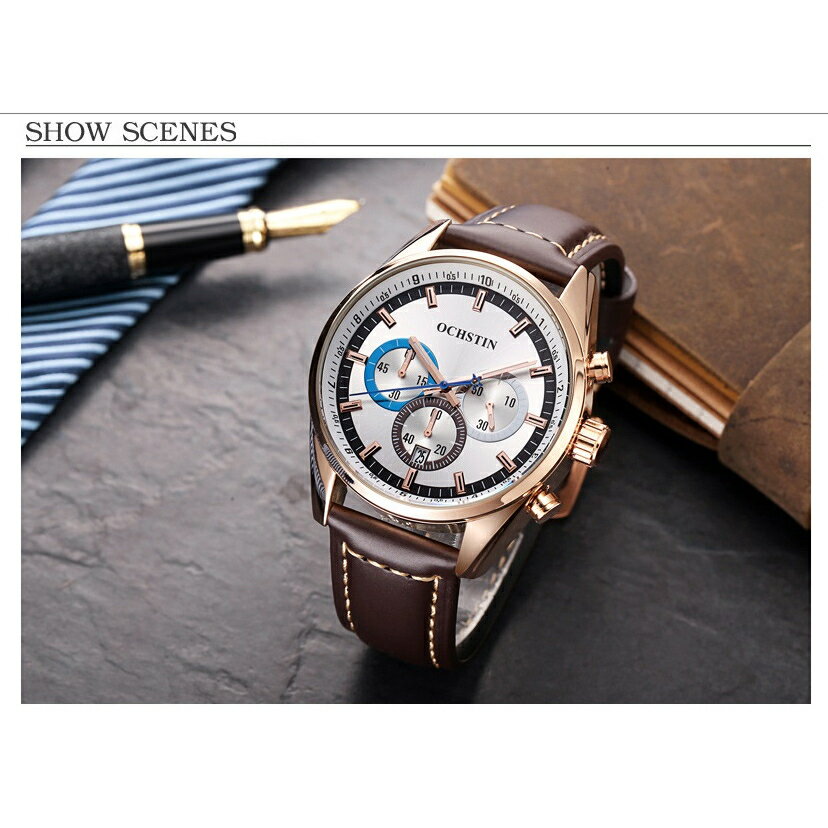 『最大20%OFFクーポン』OCHSTIN 腕時計 時計 メンズ 男性用 ストップウォッチ クロノグラフ ビジネス スポーツ 多機能 海外人気 クォーツ GQ046