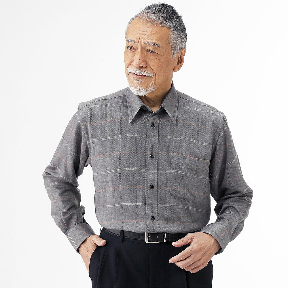 【メーカー直販】 シャツ 長袖 格子柄 ウール混 2色組 メンズ 紳士 シニア プレゼント 60代 70代 80代 ギフト ラッピング無料 park-avenue-10000492 PARK AVENUE by UNITED JAPAN サンプル画像2