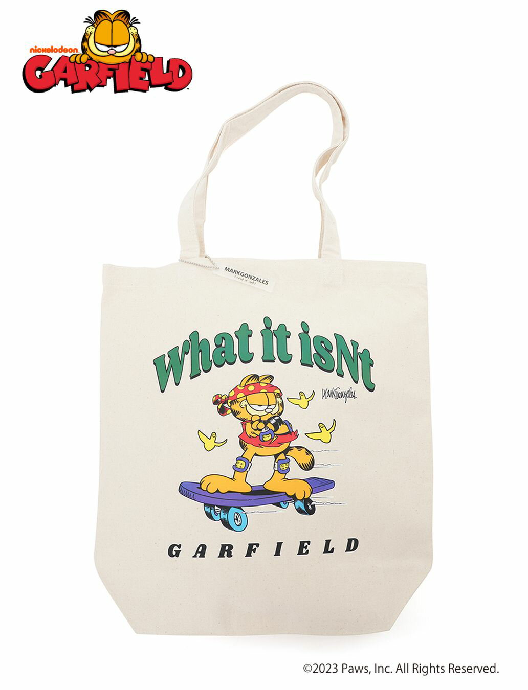 マークゴンザレス (What it isNt) GARFIELDコラボ 80's SKATERキャンパストートバッグ スケーター SK8 ストリート フェス イベント ART BY MARK GONZALES