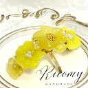 ハンドメイド ポニーフック ヘアゴム ひまわり レジン イエロー 黄色
