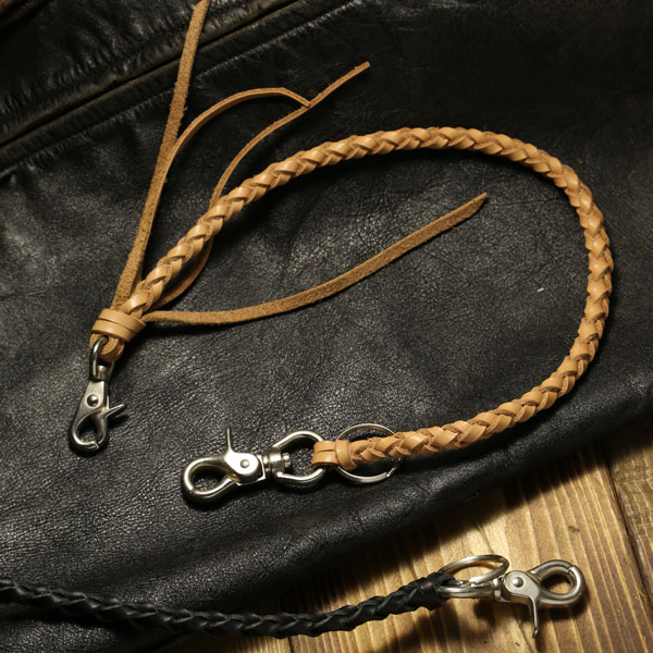 皮革（皮） - ◆丸編みウォレットキーチェーン◆【メイドインジャパン 革工房 PARLEY メーカー直販】