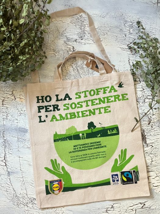 LIDL 2WAY ショッピングバッグ リサイクル コットン ドイツ イタリア リドル トートバッグ 海外スーパーマーケットのサムネイル