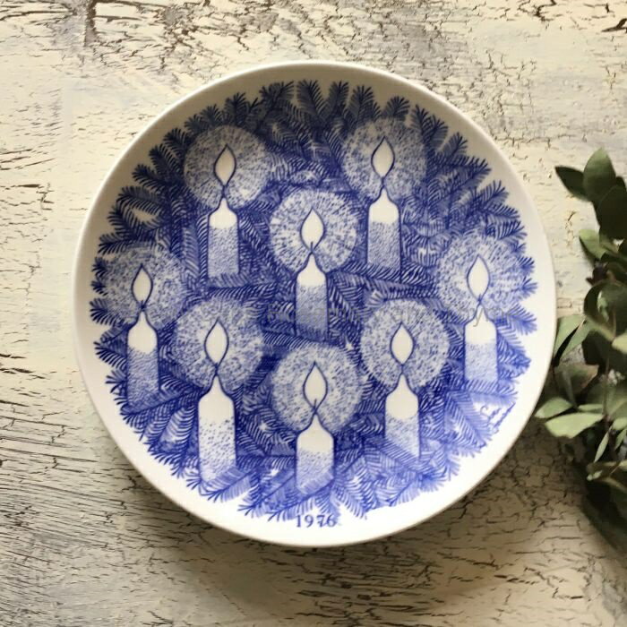 【USED】Gustavsberg イヤープレート 1976 グスタフスベリ もみの木 キャンドル ろうそく クリスマスプ..