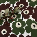 marimekko unikko ファブリック ファブリック 22×138 カットクロス ホワイト×モスグリーン ブラウン はぎれ マリメッコ ウニッコ フィンランド