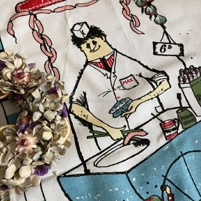 【USED】ホットドッグ スタンド プリント クロス スウェーデン ファブリック ソーセージ ウインナー MA..