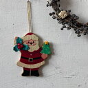 【USED】サンタクロース 木目調 オーナメント アメリカ ヒイラギ クリスマスツリー クリスマス デコレーション クリスマスツリー メリークリスマス クリスマ...