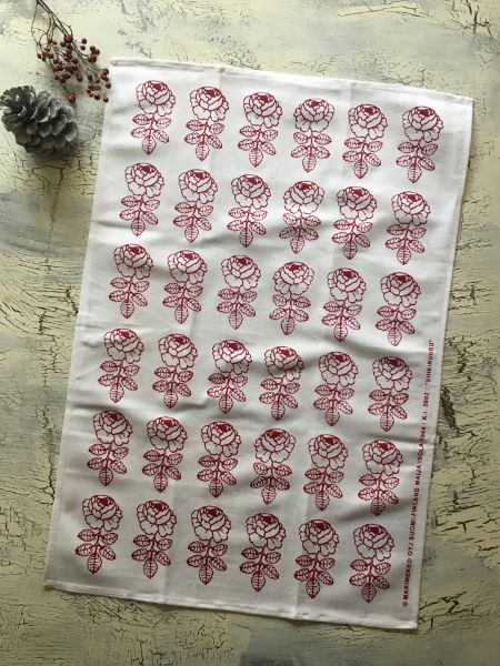 marimekko vihkiruusu ティータオル レッド マリメッコ ヴィヒキルース レッド