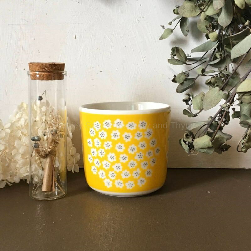 廃盤】marimekko マリメッコ プケッティ ラテマグ2個 黄 蓋付き