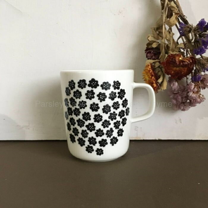 marimekko puketti マグカップ ホワイト×ブラック マリメッコ プケッティ