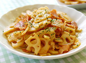 れんこんとベーコンのにんにく醤油