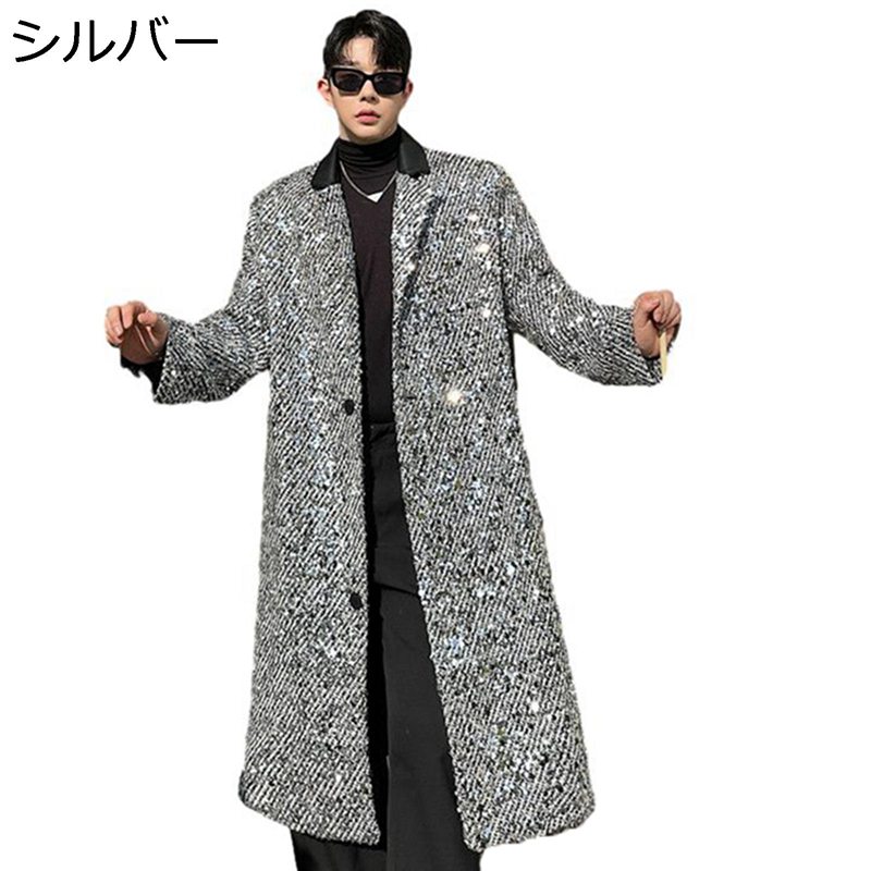 スプリングコート ルーズ ポタン マキシ丈 細かい格子縞 ロングトレンチコート メンズ 防風防寒 チェスターコート 軽やか 長袖 ゆったり 冬服 おしゃれ 紳士 都会 仕事 お出掛け デート