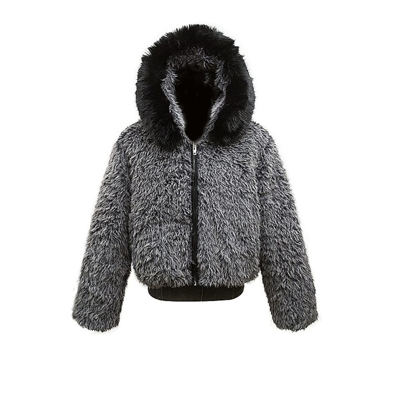 ファーコート メンズ ファー付きフード ふわふわ フェイクファー フリースジャケット アウター ショート丈コート ジッパー ファージャケット 秋冬着 防寒 あったか 保温 流行り ファッション