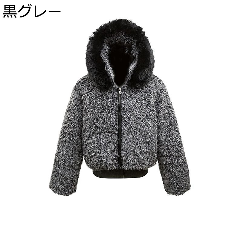 ファーコート メンズ ファー付きフード ふわふわ フェイクファー フリースジャケット アウター ショート丈コート ジッパー ファージャケット 秋冬着 防寒 あったか 保温 流行り ファッション