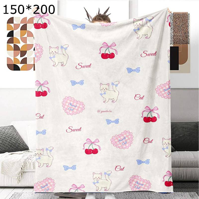 毛布 ふわとろ毛布 サクランボ もこもこ毛布 ブランケット ハーフケット 暖かい かわいい おしゃれ ふわふわなめらか 掛け毛布 ソファー掛け 掛け布団 もうふ フランネル 四季適用 マイクロファイバー 静電気軽減