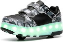 ローラースケート ローラーシューズ 光る靴 二輪タイプ 取り外し可能 スニーカー 子供用 LEDライト付き 初心者向け 耐久 通気性 安全 静音 家族共用