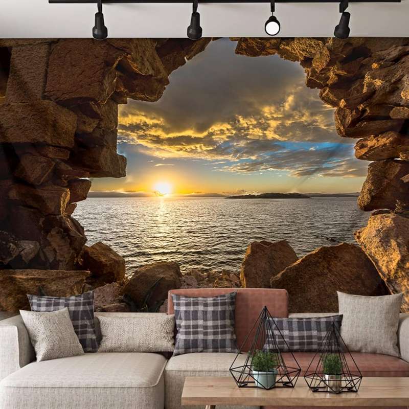 部屋 タペストリー 森 空間壁掛け 石 河流 おしゃれ 美しい ナチュラル 100*60cm 青葉 大きい 大判 入日 癒し 床の間 飾り付け 滝 渓流 トップ飾り 記念 ベッドカバー 毛布 引っ越し