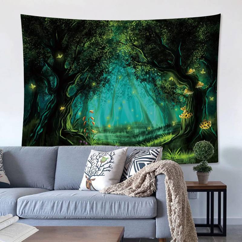 タペストリー 壁掛け 風景 木漏れ日の森 梦幻自然 撮影用 背景 間仕切りカーテン 50x70cmA おしゃれ カラー インテリア雑貨 巨大 自然景色壁掛け 布ポスター 多機能壁飾り 自宅やお店の装飾