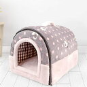 ペットベッド ドーム型 ペットハウス 2way 犬猫用 室内用 犬小屋 クッション付き オールシーズン ふわふわ 屋根付き 猫 テント おしゃれ 洗える 折りたたみ可 寝床 冷暖房 ホットカーペット対(4)