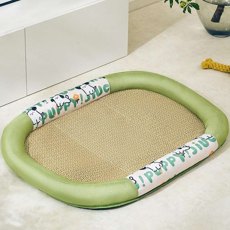 犬 ベッド 猫 ベッド ござ 夏用 ペット ベッド やんわり ペットマット 冷感 枕付き 可愛い 滑りにくい..