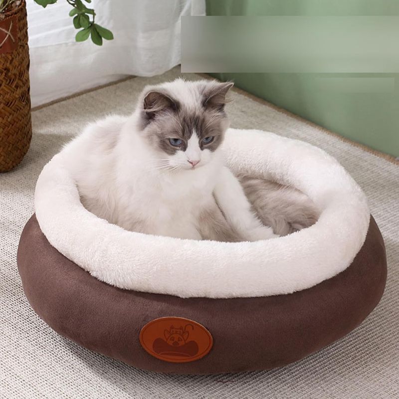 円型 おもちゃ付 ペットベッド 滑りにくい裏生地 室内用 お手入れ簡単 耐噛み 秋冬用 暖かい キャット..