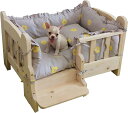 犬 ベッド 木製犬用ベッド ペットベッド 高さのあるペットソファ 犬用簡易ベッド 木製ペットベッド グレークッションセット付き ペットソファベッド 中小型犬用 ...
