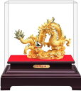 辰年 伝統工芸品 龍 昇運金龍 金運アップ 開運祈願 昇り龍 吉祥開運 干支辰グッズ プン プレゼントB絨沙金製 風水黄金龍27X16X29cm