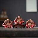 七福神の置物 布袋様 小型(言わない・聞かない・見ない)セット 陶器製 縁起 の 良い 置物 金運 お守り ミニチュア仏像 (C)