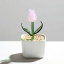 ガラス製 工芸品 装飾 飾り物 オブジェ 小物 鉢植え インテリア 置物 人工植物 ミニ植木鉢 オーナメント 手作り フラワー チューリップ かわいい タイプ5 クリスタル ミニチュア オフィス デス
