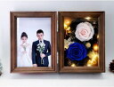 枯れないお花 写真が入るフォトフレームがセットになりました 15.2*10.2 プリザーブドフラワー 写真立て 結婚祝い 花 敬老の日 お彼岸 時計 2デザイン プレゼント ギフト 置き時計 花 時