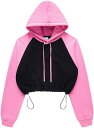 プルオーバー フードパーカー へそ出し トレーナー レディース 春服 ショート丈 ラグラン 長袖 ファッション ゆったり ヒップホップ シンプル 切り替え カジ...