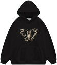 プルオーバー フード付 パーカー スウェットパーカー 蝶柄 ジップアップ パンク レディース 春服 長袖 可愛い ゆったり 厚手 気持ちいい 大きいサイズ 通勤...