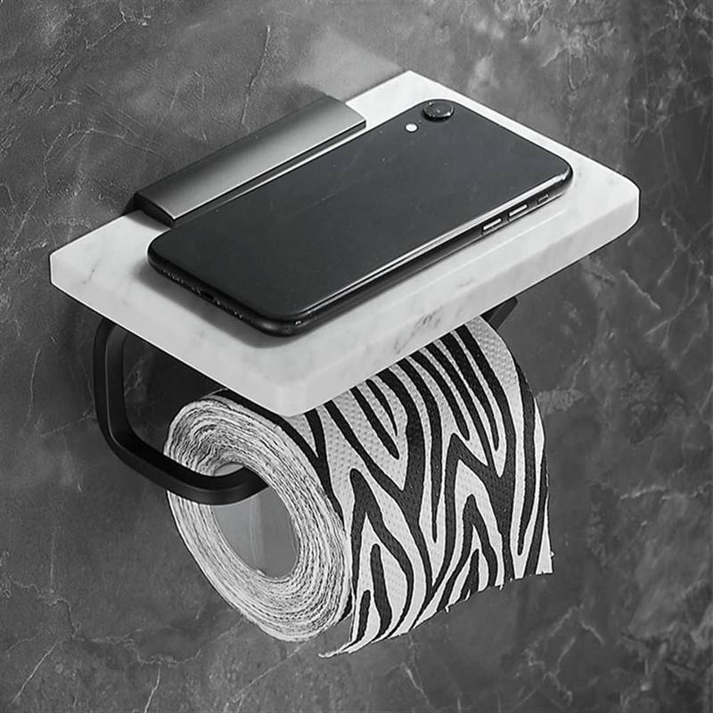 軽量で高級な天然大理石製タオルラック、バスルームタオルレールセット壁掛け、トイレットペーパーホル..