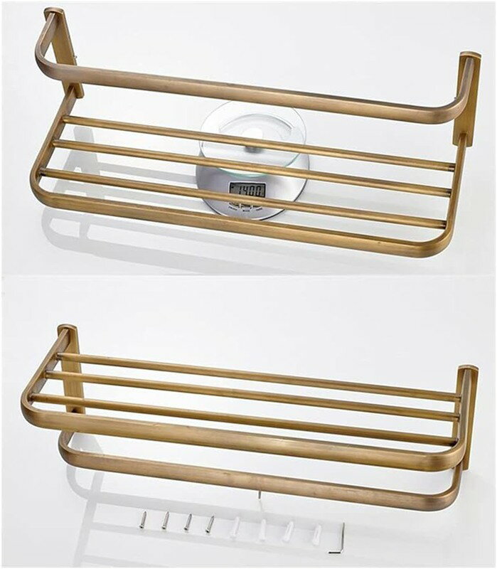 タオルレールラック バスルームラック 60CM 銅固定バスタオルホルダー 壁掛けタオルラック 真鍮タオル棚 バスアクセサリー ゴールド/アンティーク真鍮 バスルーム キッチン用 (色 : アンティーク 3