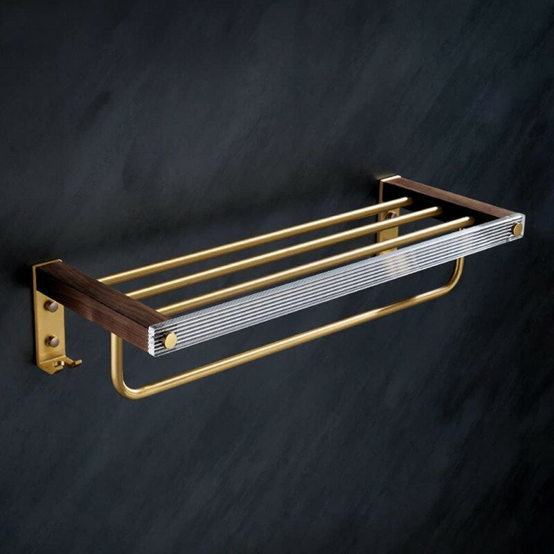 バスルーム バスルーム トイレ タオルラック タオルレールバー ウォールナットアクリル 壁掛け収納ラッ..