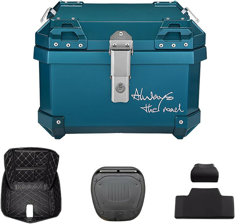 バイク ボックス 36L トップケース バイクボックス オート防水 防塵 ABS製 キーロック可能 防犯対策 取付ベース付 バックレスト付きトップケース (ダークブルー)
