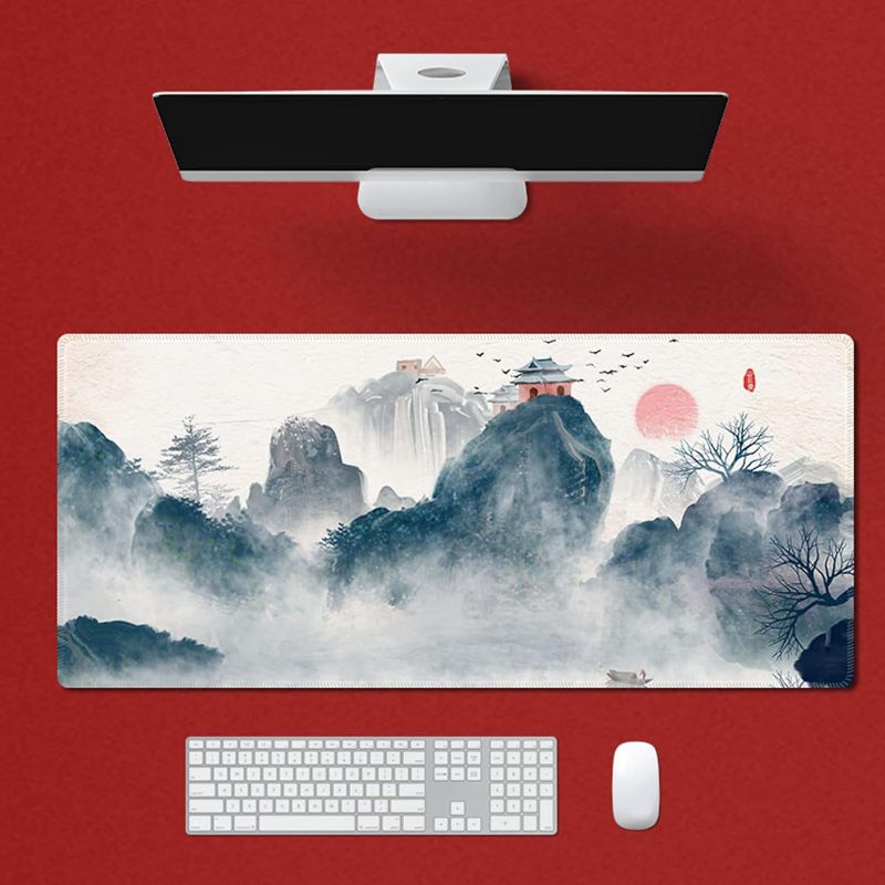 デスクマット 中華風 マウスマット 超大型 カラー1 デスクマット ゲーミングマウスパッド 手首 リラックス キーボードマット 布 デスクパッド PC机 マット 光学式マウス対応 ノートパソコン対応