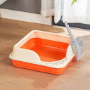 猫トイレ キャットトイレ 子猫用 猫用トイレ本体 スクエア オープンタイプ 大容量 砂が飛び散りにくい 掃除しやすい 清潔 洗える システムトイレ スコップ付き 耐久性 シンプル 39x39x13.5