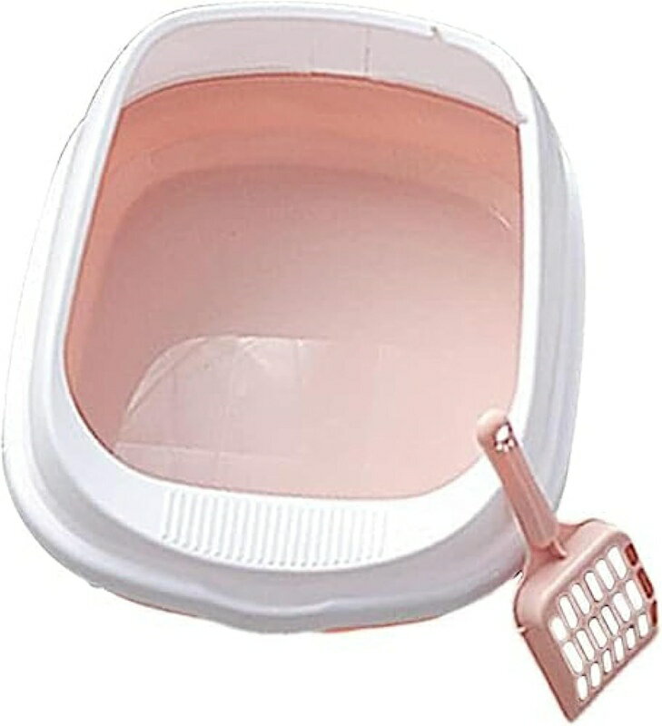 猫トイレ 猫用トイレ本体 40x33x17cm 16インチ オープントップ 猫用トイス 猫用トイテム シャベル付き 大型猫 耐久性 洗い可能 砂の飛び散り防止 猫トイレ 清潔トイレ