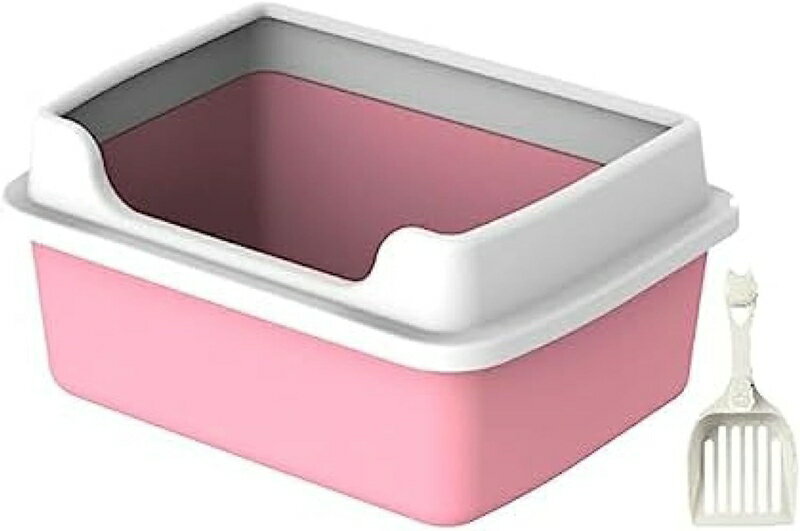 屋内猫用猫トイレ、キティトイレ、飛沫防止ペット用品猫トイレトレイ 小型ペット猫用オープントップ猫トイレ
