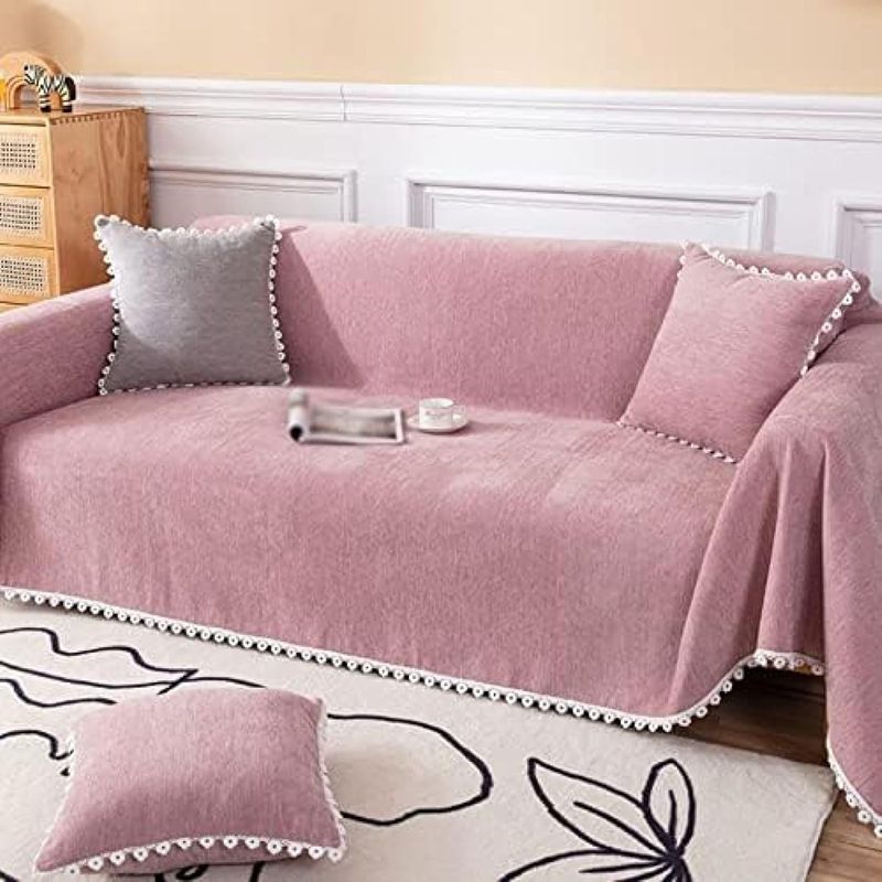 ソファーカバー カウチ保護 テーブル掛け枚 レース縁取り ブランケット 多機能 バスマット 毛布 マルチ..