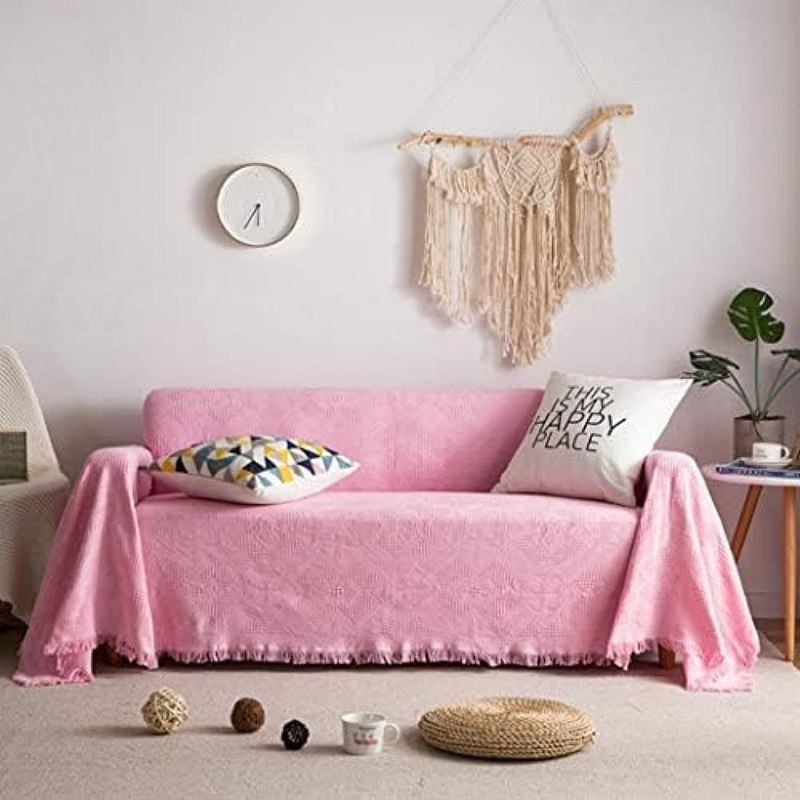 ソファカバー マルチカバー 北欧風 無地 フリンジの縁取り 多機能 マルチクロス カーペット テーブルク..