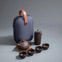 中国 紫の砂 磁茶器 茶の入れ 湯飲み 急須 茶の缶 1ポット 4杯屋外旅行用 快客 ラベル 茶器セット 登山 茶壺 専用保護ケース付き 車載 陶器製 携帯用茶具 茶具 収納バッグ 贈り物 陶瓷 カン(4)