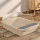 猫トイレ 猫用トイレ本体 ネコトイレ コンパクト オープンタイプ ハーフカバー スコップ付き 大きい猫 大きいトイレ 飛び散り防止 大きい猫 大きいトイレ 掃除...