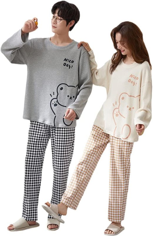 ジュタオピン ペア パジャマ カップル ペア パジャマ 長袖 パジャマ メンズ おしゃれ パジャマ ペア 春 おそろい 秋 レディース ルームウェア パジャマ ...