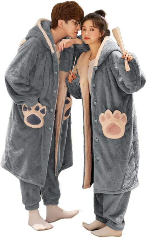 ジュタオピン ペア パジャマ カップル 冬 メンズ 上下 セット レディース ルームウェア モコモコ 長袖 部屋着 おそろい 寝巻き 大きいサイズ m l ll...
