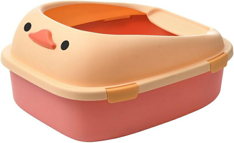 猫用トイレ 半密閉型 猫用トイレ 38*30*18CM 子猫用トイレ トイレ用トイレ 折りたたみ式 大型 取り外し可能 ドア付き ハイサイド ペット用 屋内 ピンク小のサムネイル
