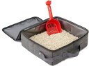 折りたたみ 猫トイレ ポータブル 取っ手付き オープンタイプ コンパクト ワイドサイズ スコップ付き 猫用トイレ本体 撥水 掃除簡単 水洗いできる 耐久性 オックス ネコトイレ 旅行 お出かけ おしゃ(4)