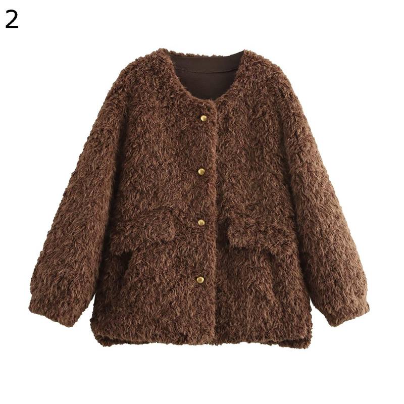 レディース レザージャケット ボアコート ファーコート 長袖 丸襟 ふわふわ 柔らかい 無地 ゆったり おしゃれ 個性 ストリート ボアジャケット ポケット ボタン付き 春 秋 冬 防寒 防風 街着