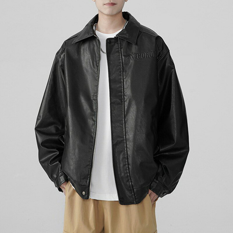 メンズ アウター レザージャケット ジップ 皮ジャン 英字柄 カーディガン ジャンパー 長袖 無地 体型カバー ライダースジャケット 防風 防寒 春服 秋服 オシャレ ストリート シンプル ゆったり