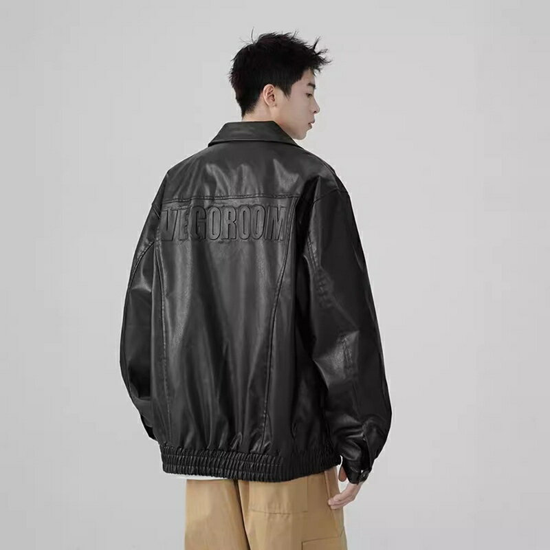 メンズ アウター レザージャケット ジップ 皮ジャン 英字柄 カーディガン ジャンパー 長袖 無地 体型カバー ライダースジャケット 防風 防寒 春服 秋服 オシャレ ストリート シンプル ゆったり